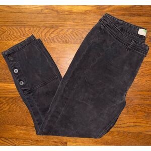 Anthropologie Corduroy Cropped Riding Pants Size 30 Petite Charcoal Gray Buttons